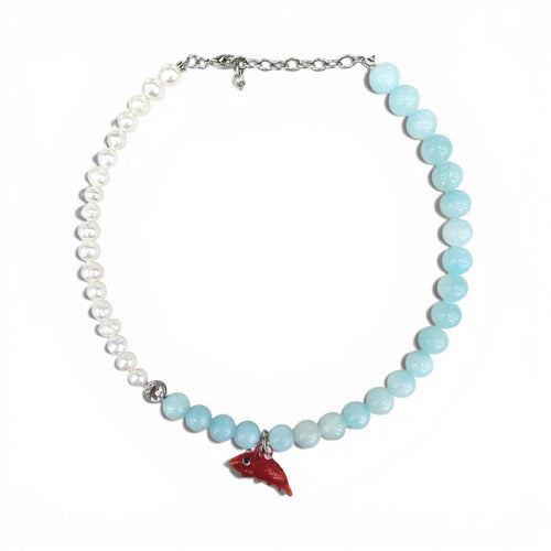 HANAÉ Shrimp Charm Gemstone Necklace