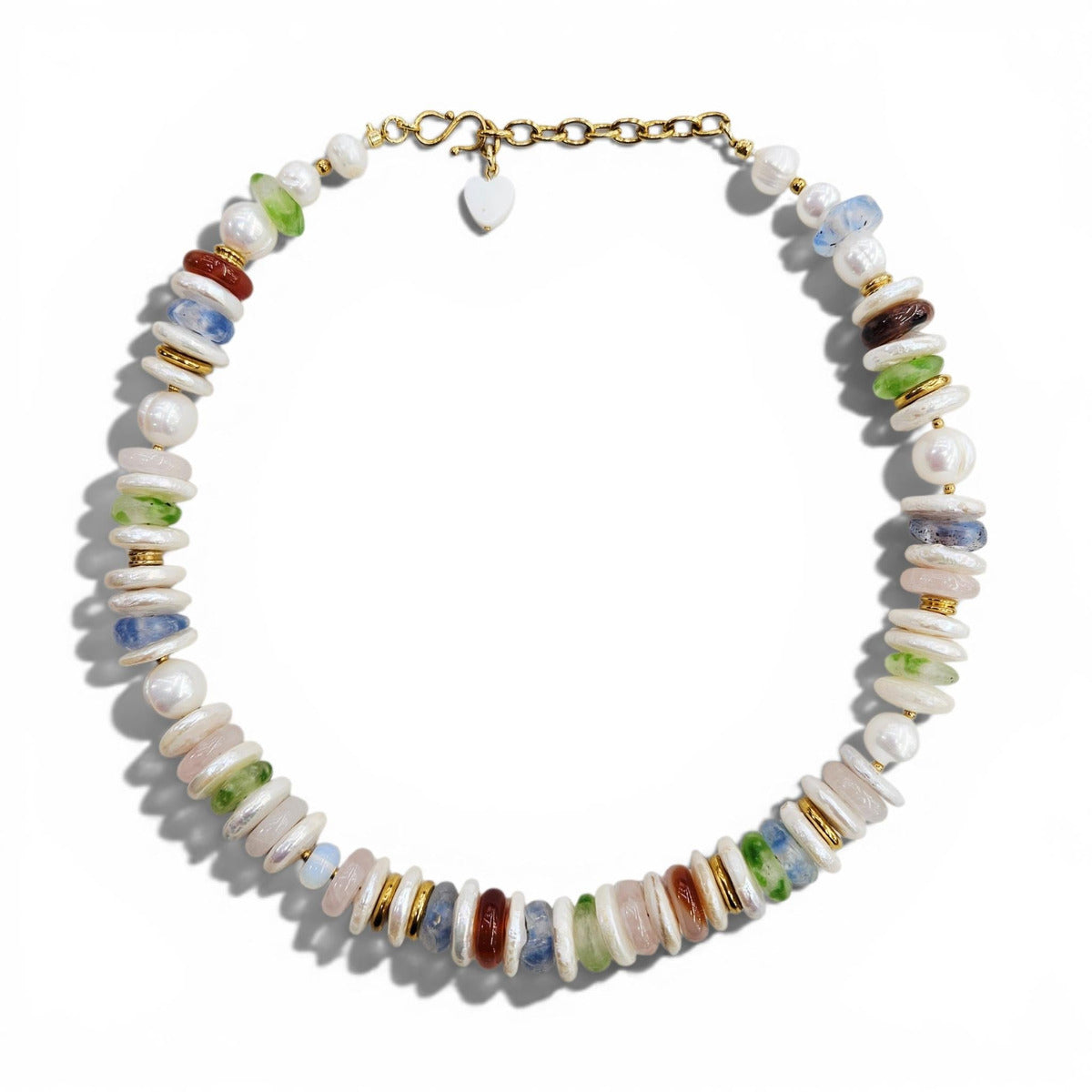 LM-N-062 African glass and gemstone necklace
