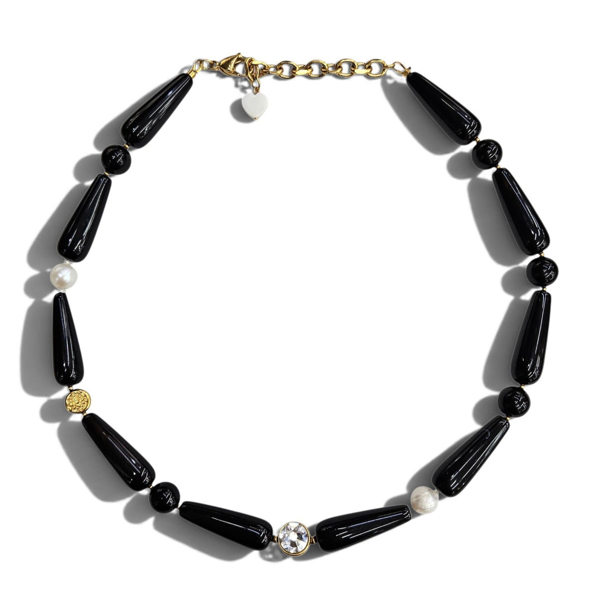 LM-N-064 Black Agate teardrop necklace