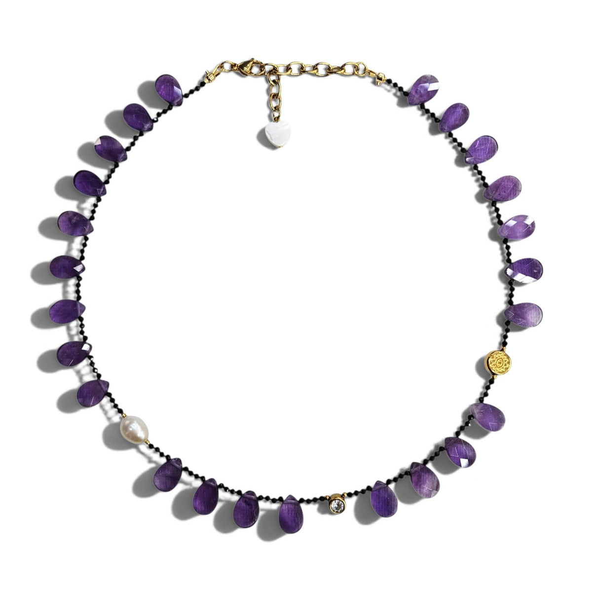 LM-N-065 Amethyst and pearl necklace
