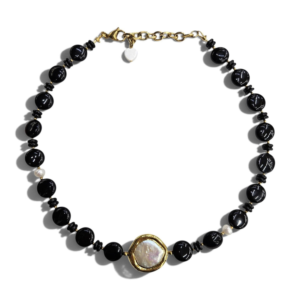 LM-N-069 Keshi pearl and gemstone necklace