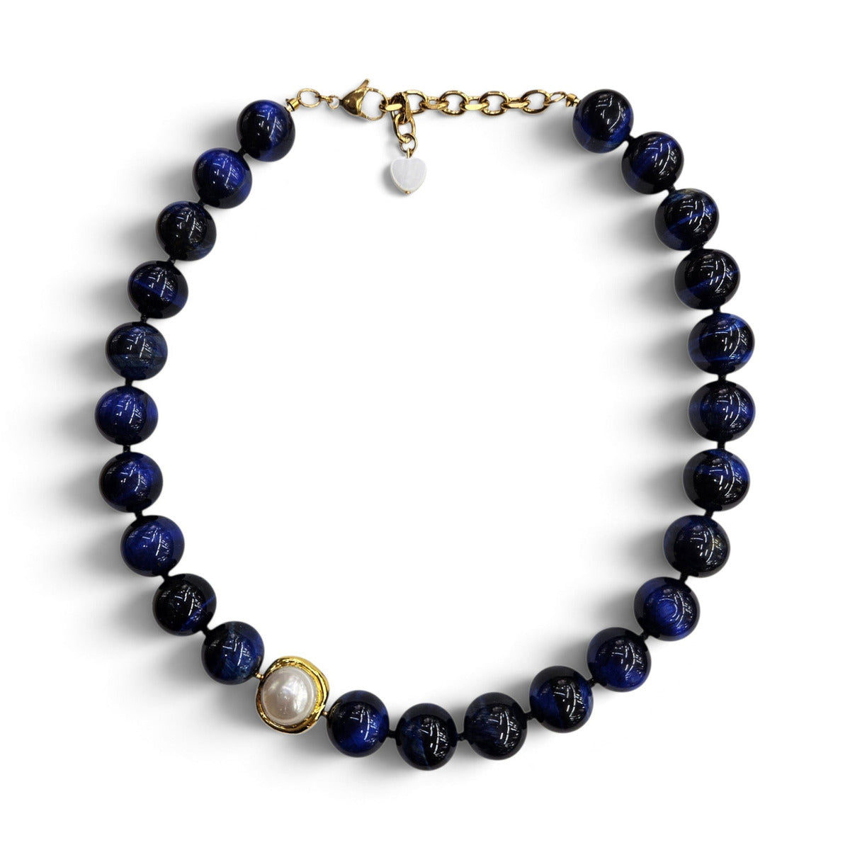 LM-N-070 Tiger Eye and pearl necklace